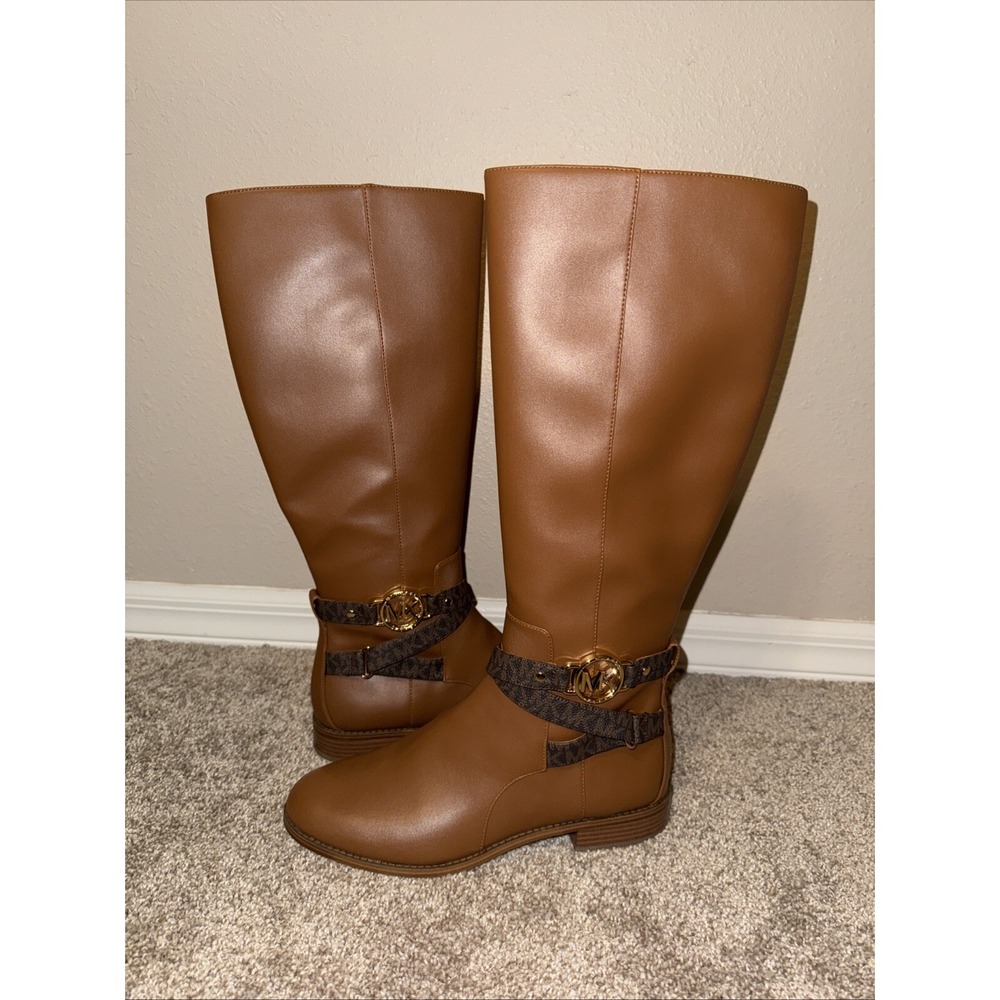 Michael Kors Rory Sz 10M Knee High Riding Boots Faux Leather Yellowstone Cowgirl - Picture 5 of 16